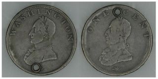 Holey USA Double Headed Washington cent, undated (circa 1783), nice