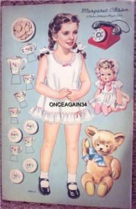 Vintage Uncut 44 Margaret OBrien Paper Dolls 1 Repro