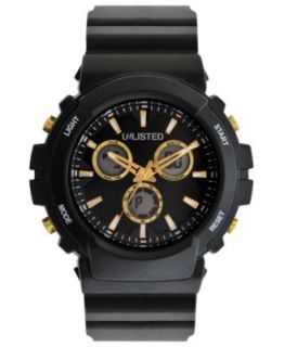 Unlisted Watch, Mens Chronograph Black Silicone Strap UL5007   All