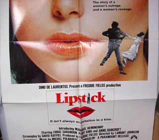 Original Movie Poster Lipstick 1976 Margaux Hemingway