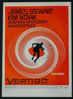 Mint 1958 Vertigo Movie Poster Ad Hitchcock Mega RARE