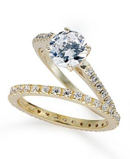 Brilliant 18k Gold Over Sterling Silver Rings Set, Cubic Zirconia