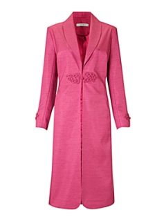 Shubette Shantung long line coat with frog fastening Pink   House of Fraser
