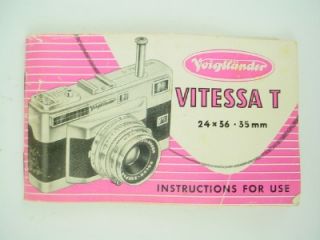 Instructions for Use Manual for 35mm Voigtlander Cameras