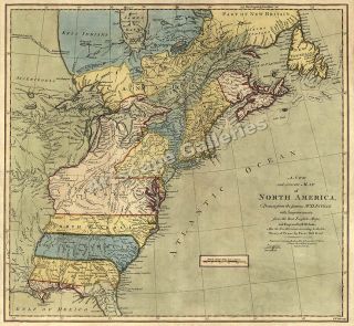 1771 Early American Colonies Historic Map 24x26
