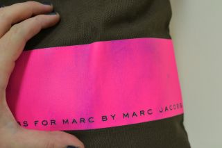 Marc Jacobs Canvas & Leather Tote Bag   Brown & Neon Pink w/ Vachetta