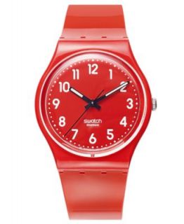 Swatch Watch, Unisex Swiss Intense Red Glitter Red Silicone Strap 34mm