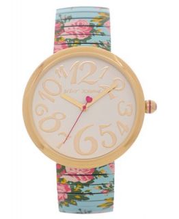 Betsey Johnson Watch, Womens Printed Rose Stainless Steel Expansion