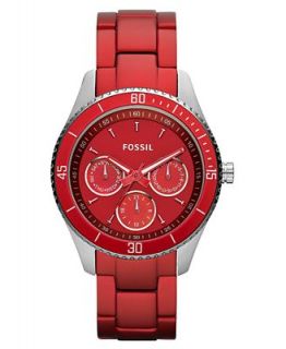 Fossil Watch, Womens Chronograph Stella Red Aluminum Bracelet 37mm