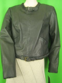 Margaret Godfrey Black Leather New Bomber Jacket 12P