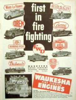 1950s Waukesha Fire Fighter Engine Ad for Oren Howe