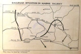 WWI Battle Map 1923 Railroad Situation Marne Salient