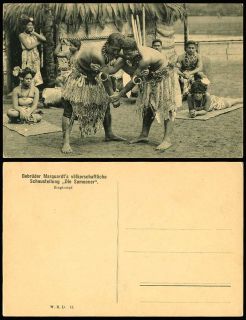 Samoa Old Postcard Native Women Men Wrestlers Wrestling