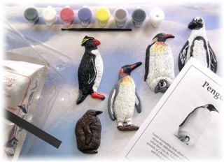 Penguin Model Kit Book Cast Paint 4 Peguins Marine Mammals Ocean Life