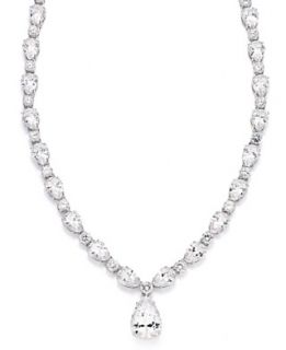  tone Cubic Zirconia and Crystal Pear Drop Necklace (41 5/8 ct. t.w