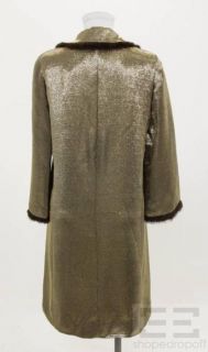 Martin Grant Gold Molly Coat with Rabbit Fur Trim New with Tags Medium