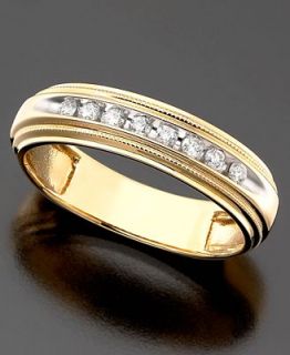 Mens 14k Two Tone Gold Diamond Ring ( 1/5 ct. t.w.)