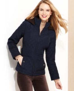Esprit Plus Size Jacket, Hooded Channel Quilted   Womens Jackets