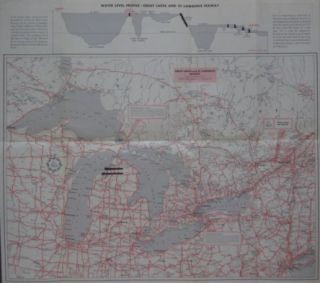1959 CORNWALL MASSENA BRIDGE Road Map St. Lawrence River Seaway New