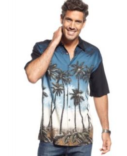 Cubavera Shirt, Stamp Conversational Linen Blend Shirt