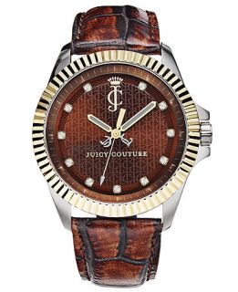 Juicy Couture Watch, Womens Stella Brown Embossed Leather Strap 40mm