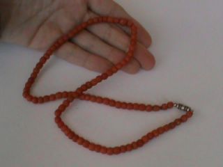 Antique Georgian Victorian Facetted Coral Bead Necklace 26 8g