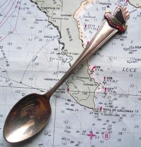 Old White Star Liner Enamel Finial Spoon RMS Queen Mary