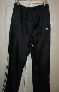 Adidas Black Nylon Soccer Wind Pants Sweatpants XL Mens 3 Stripes