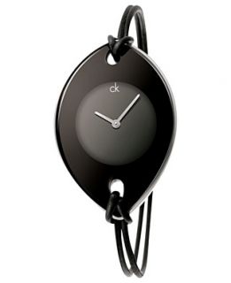 ck Calvin Klein Watch, Womens Swiss Suspension Black Leather Strap