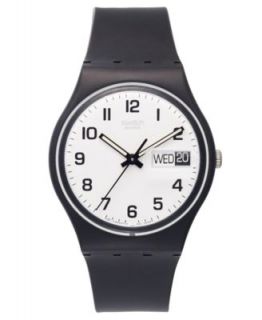 Swatch Watch, Womens Swiss Something New Black Silicone Strap 25mm