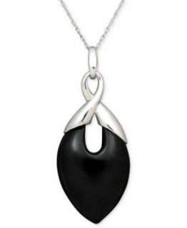 Sterling Silver Necklace, Onyx Cushion Cut Pendant (14mm)   Necklaces