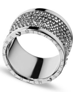 Michael Kors Ring, Silver Tone Pave Crystal Buckle Ring   Fashion