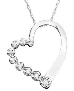 Diamond Necklace, 10k White Gold Diamond Journey Heart Pendant (1/10