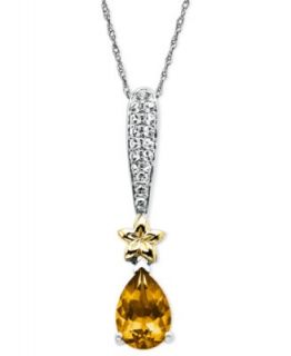 14k Gold and Sterling Silver Necklace, Citrine (1 5/8 ct. t.w.) and
