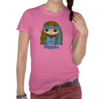 Big Eye Hippie Girl with Blue Headband Tees