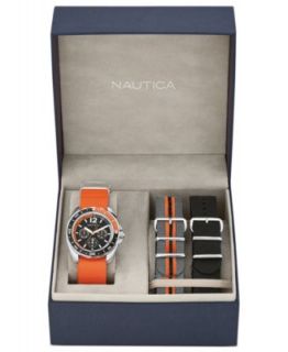 Nautica Watch Set, Mens Interchangeable Navy, Red and Striped Nylon