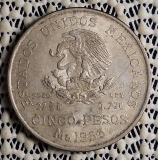 1953 Mexico 5 Pesos Silver Commemorative Coin