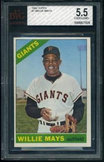1966 Topps 1 Willie Mays Graded BVG 5 5 Excellent Original Authentic