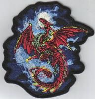 Whitbywyrm Red Dragon Figure Embroidered Patch