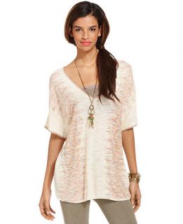 Free People Top, Short Sleeve V Neck Patterned   Womens