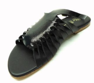 Matt Bernson Womens The Flipside Ankle Strap Black Patent Sandal Size
