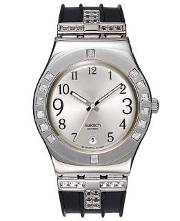Swatch Watch, Womens Swiss Fancy Me Black Rubber Strap 33mm YLS430C