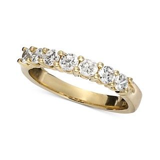 Diamond Ring, 14k Gold Seven Diamond Band   Rings   Jewelry & Watches