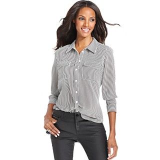 INC International Concepts Striped Shirt & Skinny Coated Jeans