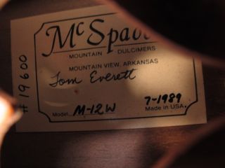 1989 McSpadden Mountain Dulcimer M 12W