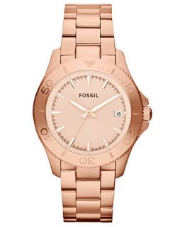 Fossil Watch, Womens Retro Traveler Rose Gold Tone Stainless Steel