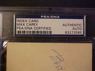 Max Carey D 1976 1953 Signed GPC PSA DNA Pirates Bums Slabbed