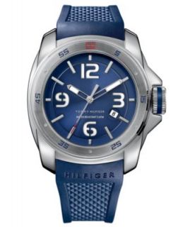 Tommy Hilfiger Watch, Mens Navy Silicone Strap 44mm 1790862   All