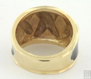 Mazza Brothers Heavy Vintage 14k Gold Black Enamel x Fashion Ring