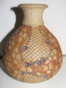 Post Modern Robert Maxwell Era McWhirter Pottery Vase Snakeskin Design